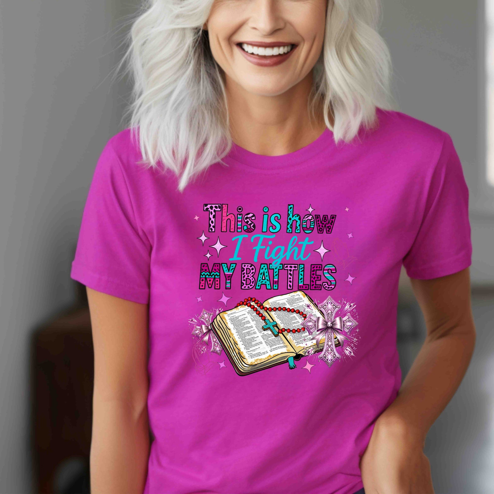 Fight My Battles Bible Pink Teal Purple