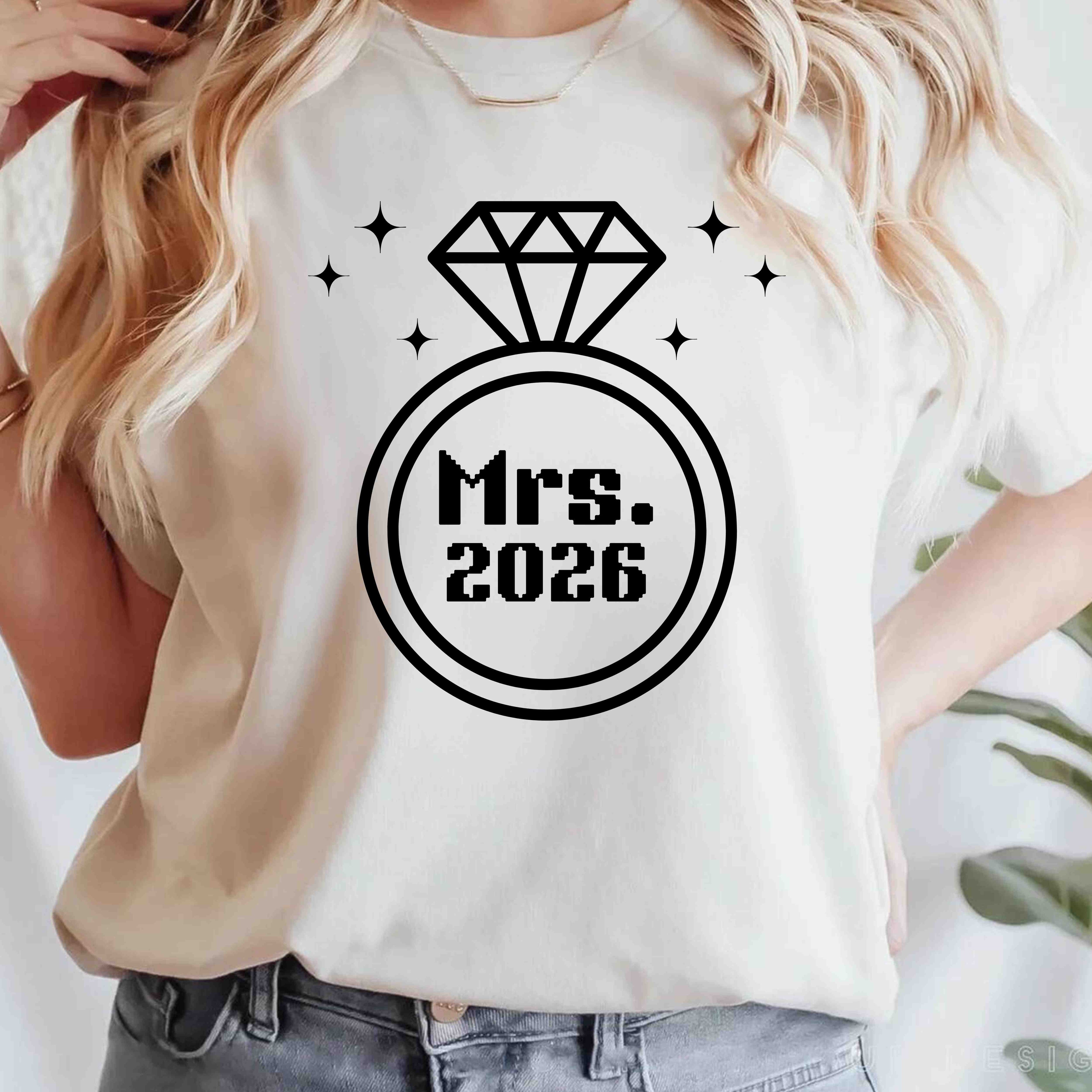 Mrs. 2026 Big Diamond Ring V-neck
